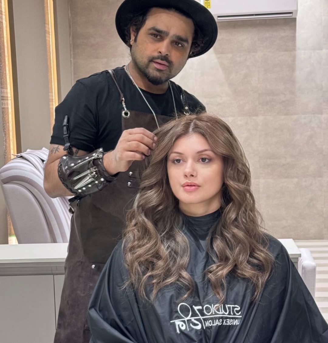 Women's precision bob haircut and blowout at luxury salon DLF Gurgaon
