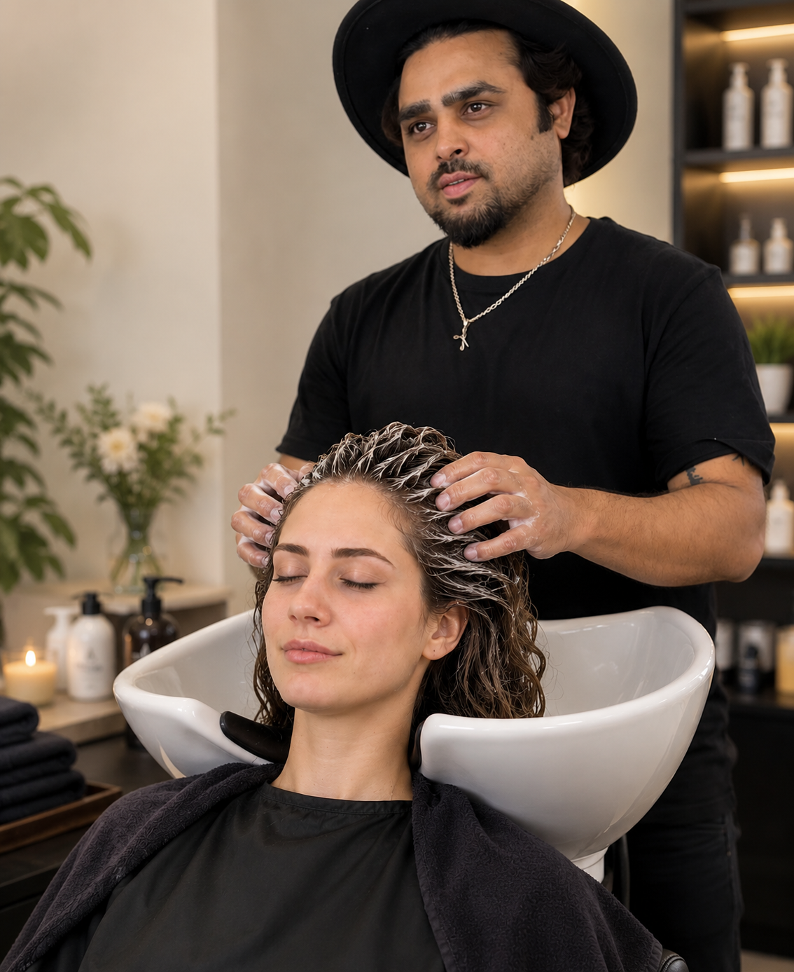 Luxury hair spa treatment process at Studio 17 Salon Gurgaon